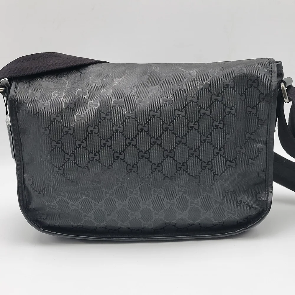 Gucci Imprime Black GG Supreme Canvas Crossbody Unisex Bag... Authentic w/COA...